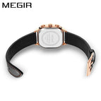 The new Megir square watch trend multi-function timing quartz watch men's leather men's watch 8106