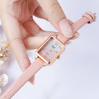 Gedi Women's Fashion Special Interest Light Luxury Creative Gradient Small Square Plate Student Belt Quartz women Watch 13033