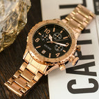 GUOU women's watch fashion trend large watch dial calendar Korean version steel band quartz watches for women men