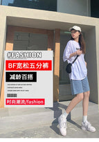JEANS retro five-point jeans women's 2022 summer new high waist thin loose pants 6353