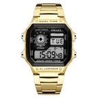 SMAEL 1818 New Men's Stainless Steel Band Watch Business Waterproof Simple Fashion Led Multifunctional Electronic Watch