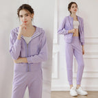 Autumn and Winter Sports Jacket pants set Women's Slim Fit Hooded Windproof Yoga Fitness Casual Running Bodysuit set 236