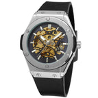 Forsining European American Style Men's Fashion Casual Silver Hollow Skeleton Automatic Mechanical men Watch SLZe11