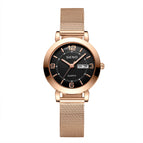 Korean version fashion mesh strap quartz watch ladies watch luminous waterproof double calendar female student watch S027