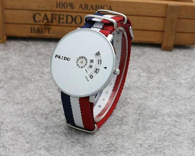 Punk Style Korean Concept Fashion Woven Mesh Strap Youth Watch Boys and Girls Canvas Strap Quartz Strap Turntable Fashion Watch 9002