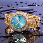 MISSFOX watch European and American hip hop diamond full diamond business men's waterproof quartz watch v320