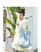 New Korean version art canvas bag ins casual wash denim handbag net red fashion lattice single shoulder female bag SR1119