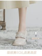 2022 new crystal ice flower Mary Jane single shoes women's high-heeled patent leather loafers thick-heeled big-toe doll shoes S256