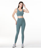 2022 spring and summer new yoga clothing suit female beauty back gather sports bra hip lift trousers fitness suit 9201-6202