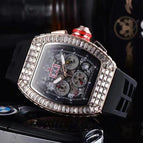 Men's watch Barrel-Shaped Square Diamond 6-Pin Quartz Watch European Fashion Men's Watch in Stock 8130