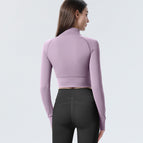 2021 yoga Top zipper stand-up collar tight fitness clothes slimming sports jacket running yoga clothes women long sleeves T-shirt 8248