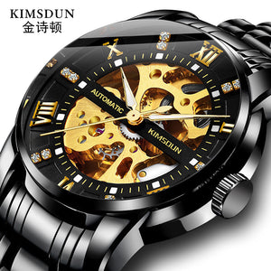 KIMSDUN fashion double-sided hollow automatic mechanical watch men's watch men's watch waterproof business men's casual watch K-1973A