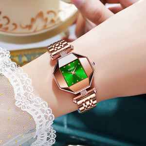 SENO Steel Small Square Watch Ladies Fashion waterproof diamond Quartz women lady Watch S057