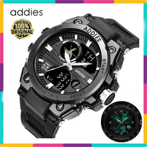 Addies MY-1818 Digita Men Sports Mens Watch For Men Outdoor 30M Water Resistant LED Tactical Clock Backlight Alarm Multifunction Big Analog Quartz Double Screen Wristwatch-Intl