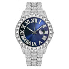 MISSFOX watch men's personality hip-hop water ghost Roman diamond-set quartz watch men 2643-3