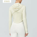 Yoga Sports Jacket Long-Sleeved Women's Workout Clothes Women's yogaTops Zipper Hooded Mesh Hollow running Breathable Yoga Clothes DSL408