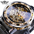 New Winner Watch Men's Fashion Casual Classic Popular Hollow Rhinestone Manual Mechanical Watch SLZg75