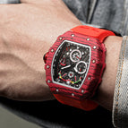 PINTIME Barrel Watch Men's Quartz Watch Watch Multifunctional Luminous Calendar Silicone men's casual  Watch 8132