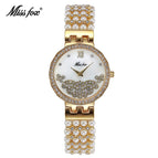 MISSFOX Watch for women fashion trend diamond pearl strap ladies quartz watch 2300/2180