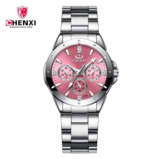 CHENXI Waterproof Watch Women's Watch Student Watch Couple Watch lady Quartz Watch CX-019A Steel