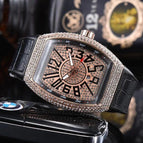 Watch for me Full Diamond Quartz Watch Pin Buckle Fashion Men's Watch Barrel-Shaped Couple Watch 8122