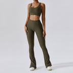 New Leisure Sports Yoga women Suit Thread Wide Leg Micro Horn Pilates Back Fitness running yoga Suit Set TZ8056-6 TZ8056-7