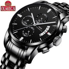 OLMECA Men Watch Chronograph Sport Mens Watches Top Brand Luxury Waterproof Full Steel Quartz Gold Clock Men Relogio Masculino