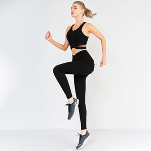 Ins fashion Yoga suit women's Sports Fitness hollow back sports bra hip lifting running clothing y26b7528 + y26k7529