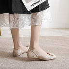 Flat sole single shoes women's 2022 new spring and autumn silk shallow mouth women pedal shoes 555-15