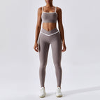 Stitching Contrast Color Yoga Clothes Skinny Running Sports Quick-Drying Fitness Yoga Wear Two-Piece Set Female 8007