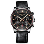 NIBOSI 2329 Watch Quartz Watches Men Luxury Brand Golden Clock Male Casual Business Leather Waterproof Watch Leath belt