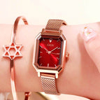 GEDI Women watch fashion simple easy match square popular quartz lady watch students bracelet 13004 mesh steel women's watch