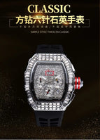 Men's watch Personalized Square Diamond 6-Pin Men's Quartz Watch Richard Starry European Watch Timing 8131