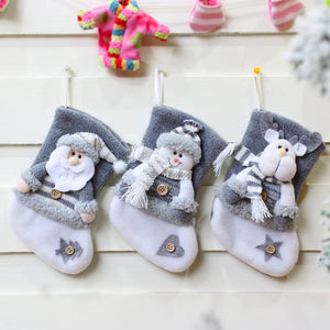 3 PCS Christmas socks Christmas decorations thick flannel Christmas socks pendant Christmas socks gift bag 201932