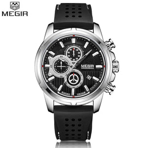 MEGIR 2101 Top Brand Men's Analog Quartz Sport Watches Men Luxury Business Watch Fashion Silicone Waterproof Wrist Watch Male casual Clock