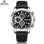 MEGIR 2101 Top Brand Men's Analog Quartz Sport Watches Men Luxury Business Watch Fashion Silicone Waterproof Wrist Watch Male Clock