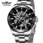 WINNER  Automatic Watches Diamond Bling Star Dial Golden Mechanical Watch Men's Watch