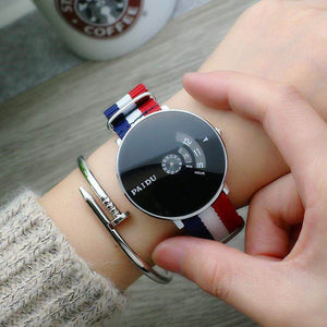 Punk Style Korean Concept Fashion Woven Mesh Strap Youth Watch Boys and Girls Canvas Strap Quartz Strap Turntable Fashion Watch 9002