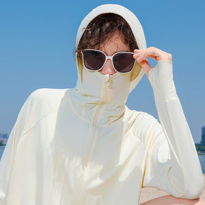 2022 women's ice silk sunscreen clothing summer thin UV protection loose large size sunscreen shirt hooded sunscreen clothing 8268