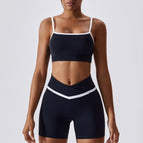 Stitching Contrast Color Yoga Clothes Skinny Running Sports Quick-Drying Fitness Yoga Wear Two-Piece Set Female 8007