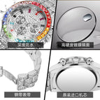 PINTIME men's watch Crystals Three-Eye Watch Square Rhinestone Diamond Men's and Women's casual quartz Watch PT2742