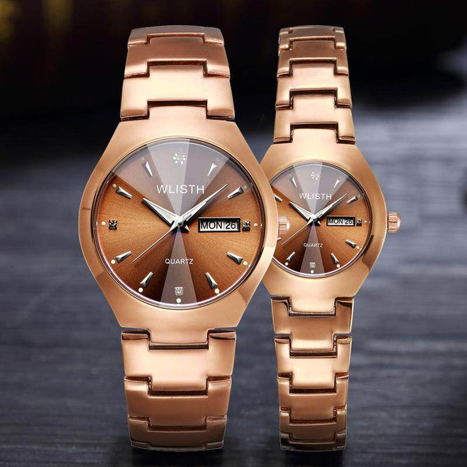 WLISTH Couple watch Calendar Luminous Waterproof Q356 Men and Women's watch 2 PCS