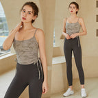 lulu yoga clothing suit female temperament high-end professional fitness clothing vest with chest pad sports running training set