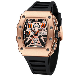 Megir Watch Men's Bucket Watch Square Domineering Timing Silicone Men's Casual quartz Watch 2218
