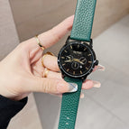 TT new Korean version of the trend fashion watch female temperament ins large dial round leather strap calendar women's 77013 watch