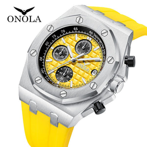 ONOLA ON6805 Fashion Sports Men's Watch Silicone Band Waterproof Multifunctional Quartz Watch Men