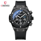 CHENXI New Rivets Cool Multifunctional Men's Watch Moon Phase Chronograph Calendar Silicone Strap Quartz Watch Men cx-939