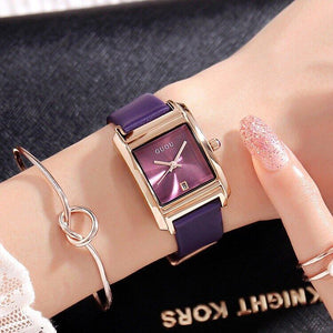 Guou Brand Fashion Women Square Bracelet Lady Luxury Leather Strap Quartz Wrist Watch Elegant Female Waterproof Casual watch