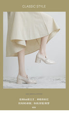 2022 new crystal ice flower Mary Jane single shoes women's high-heeled patent leather loafers thick-heeled big-toe doll shoes S256