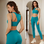 2023 New Beauty Back Yoga Suit Sports Bra High Waist Hip Lifting Running Fitness Pants Set WXM169+CKM255